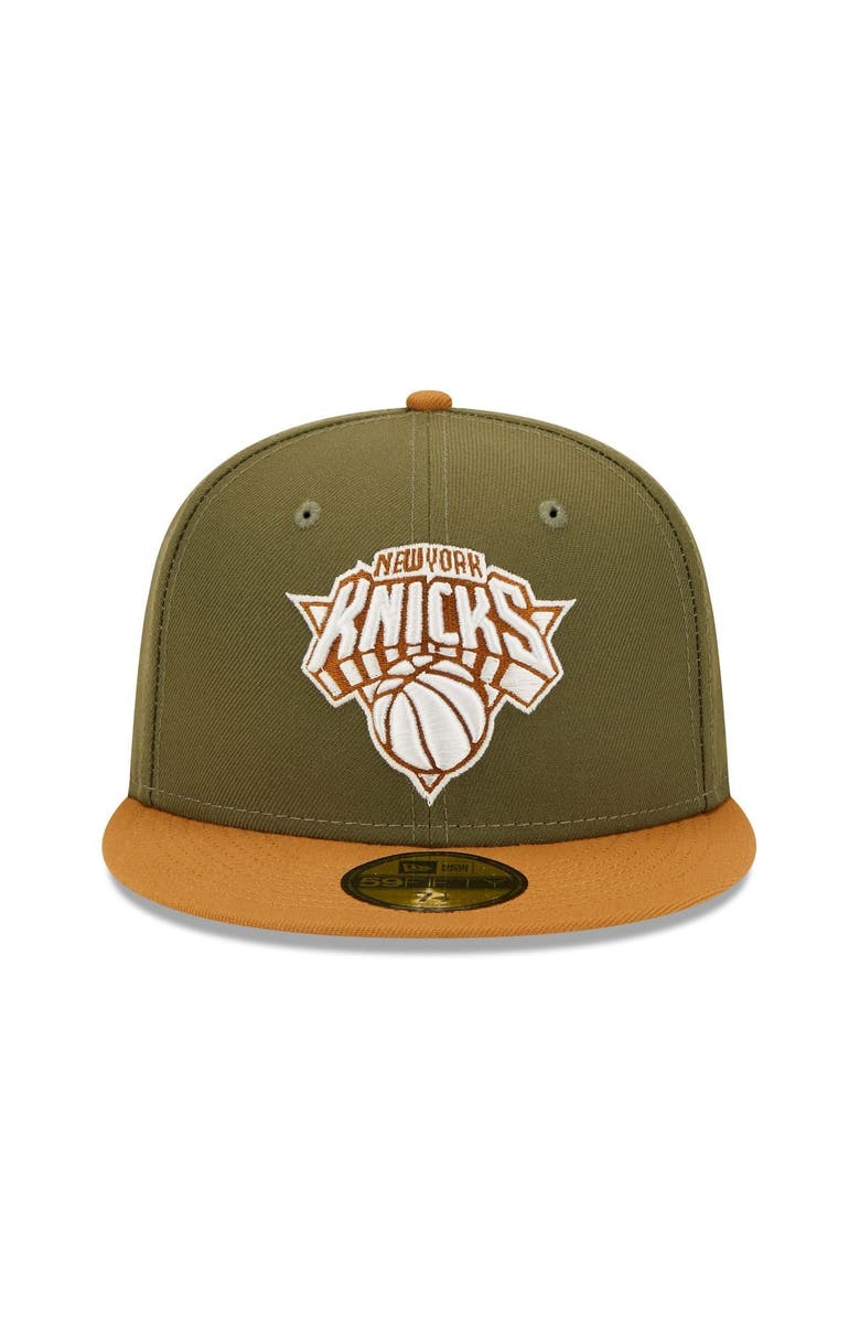New Era Men's New Era  Olive/Orange New York Knicks Two-Tone 59FIFTY Fitted Hat, Alternate, color, 