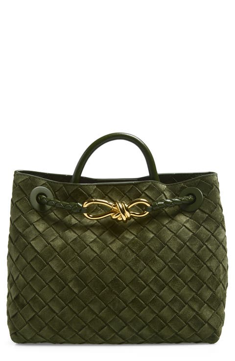 Small Andiamo Intrecciato Suede Shoulder Bag