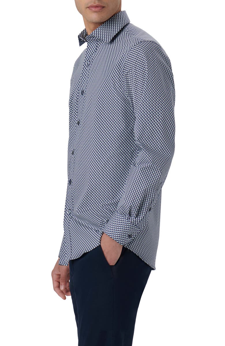 Bugatchi Axel Geo Print Stretch Cotton Button-Up Shirt, Alternate, color, 