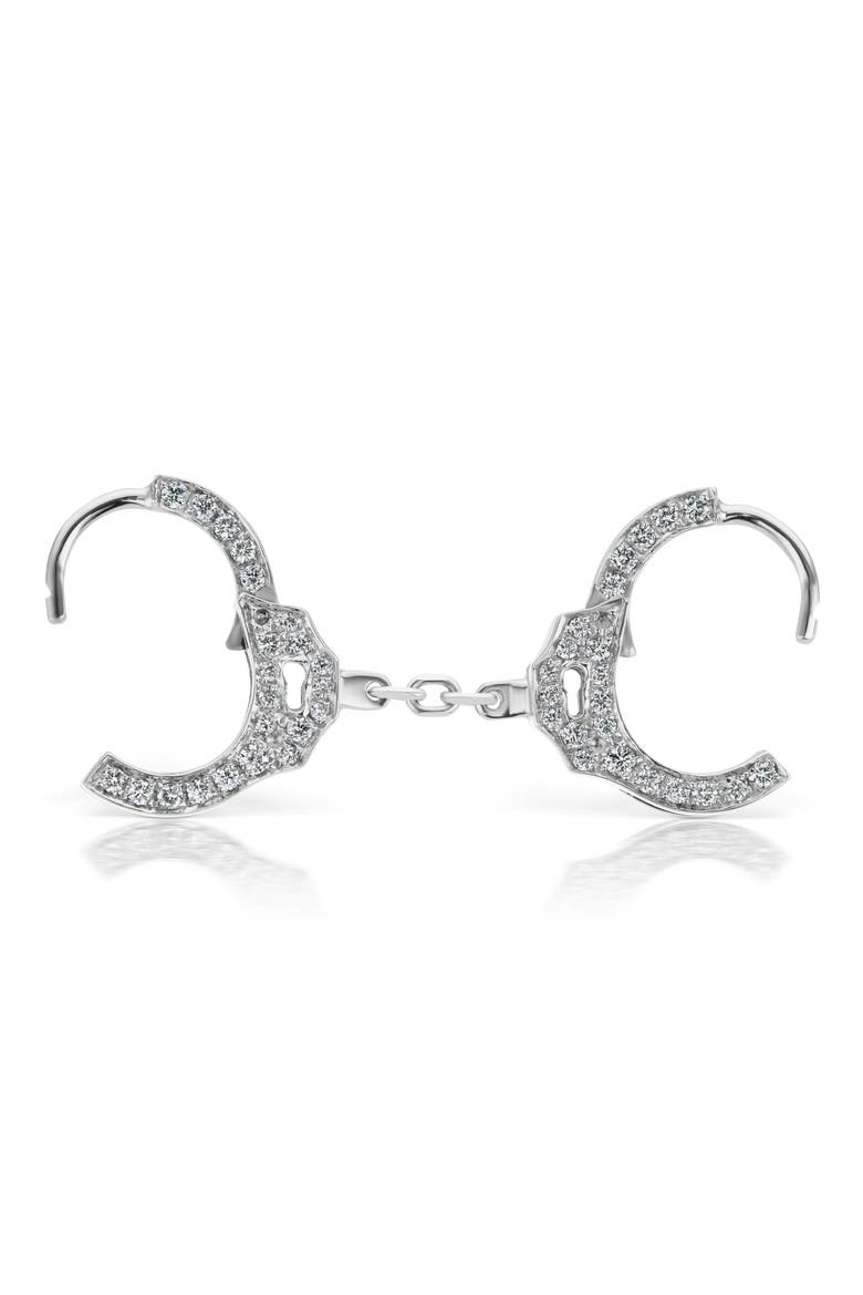 6.5mm Short Chain Diamond Handcuff Clickers, Alternate, color, WHITE GOLD/ DIAMOND