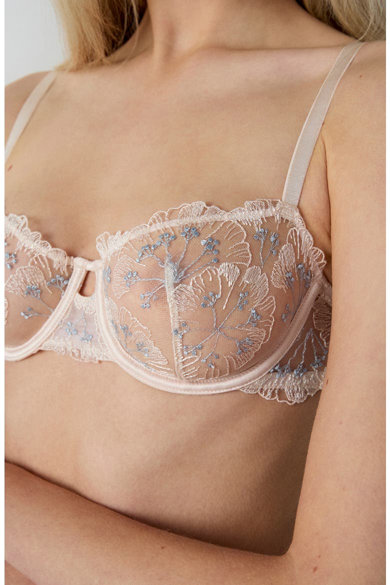 Flowers N°9 Underwire Balconette Bra, Alternate, color, LIGHT BLUE