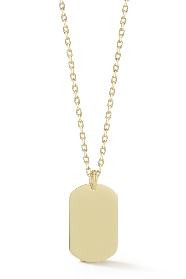 14k Gold Plated Tag Pendant Necklace, Main, color, GOLD