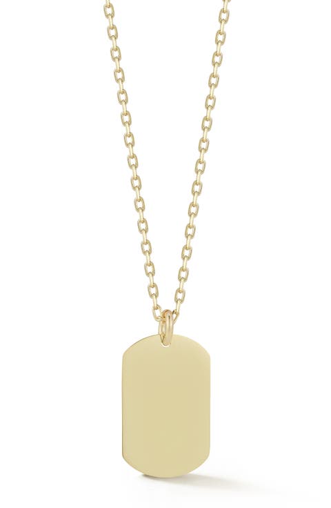 14k Gold Plated Tag Pendant Necklace