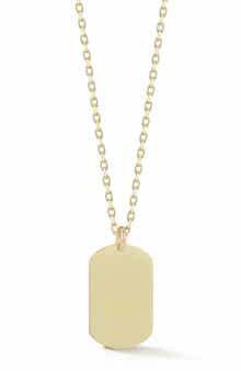 14k Gold Plated Tag Pendant Necklace