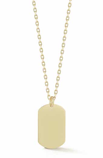 14k Gold Plated Tag Pendant Necklace