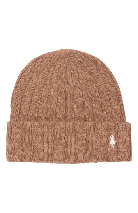 Logo Embroidered Wool & Cashmere Cable Beanie