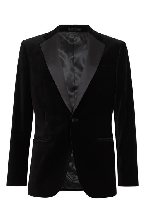 Reiss Ace Velvet Tuxedo Jacket In Black