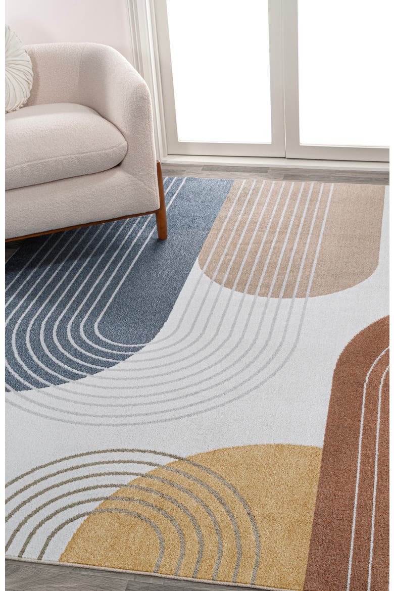 Arches Contemporary Minimalist Machine-Washable Area Rug, Alternate, color, Multi