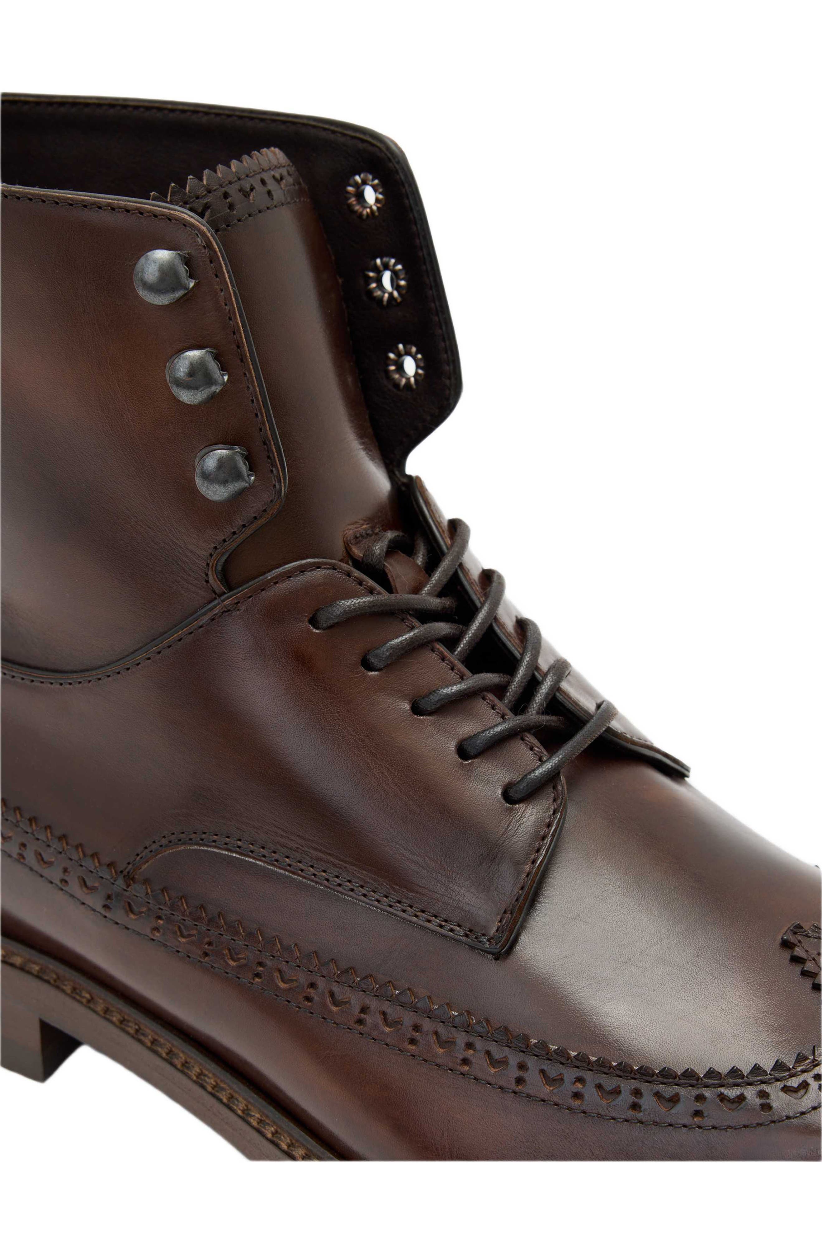 John Varvatos Harrison Longwing Leather Boot, Alternate, color, Wood Brown