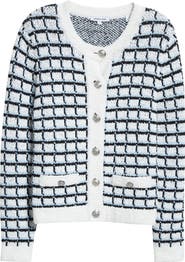 Veronica Beard Lavigne Check Organic Cotton Cardigan