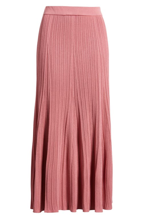 Misook Flared Ribbed Soft Knit Midi Skirt