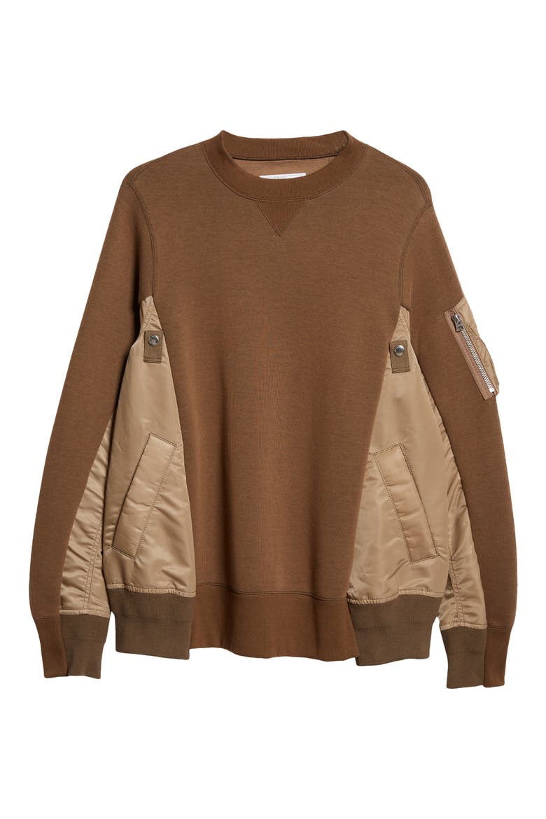 Sponge Mixed Media Crewneck Sweatshirt, Alternate, color, D/ BEIGEXD/ BEIGE