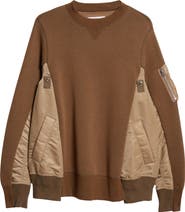 Sacai Sponge Mixed Media Crewneck Sweatshirt
