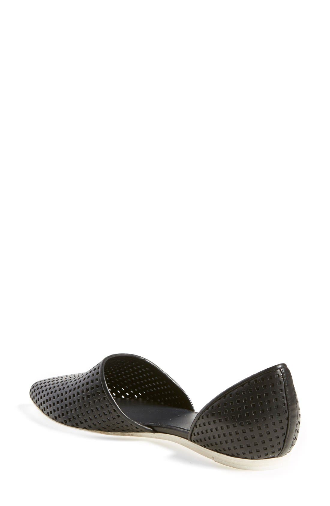 'Nina 2' Perforated Leather D'Orsay Flat, Alternate, color, BLACK