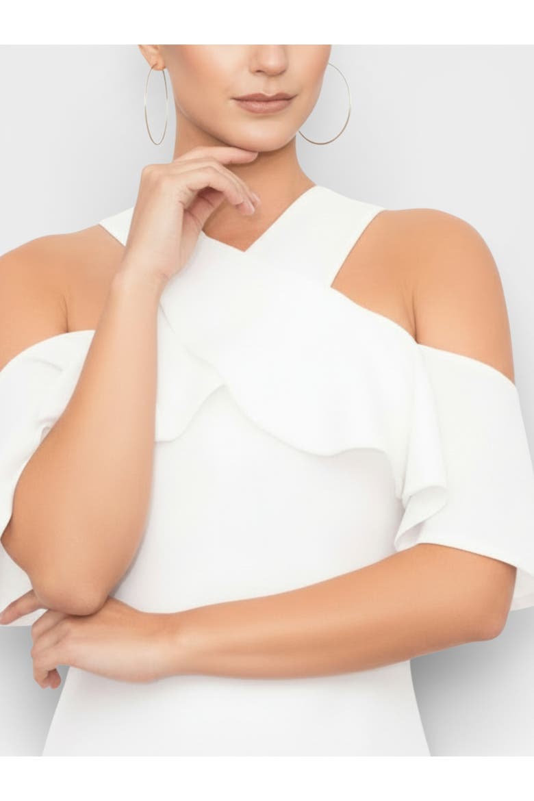 Jolie Off the Shoulder Ruffle Midi Dress, Alternate, color, Eggshell