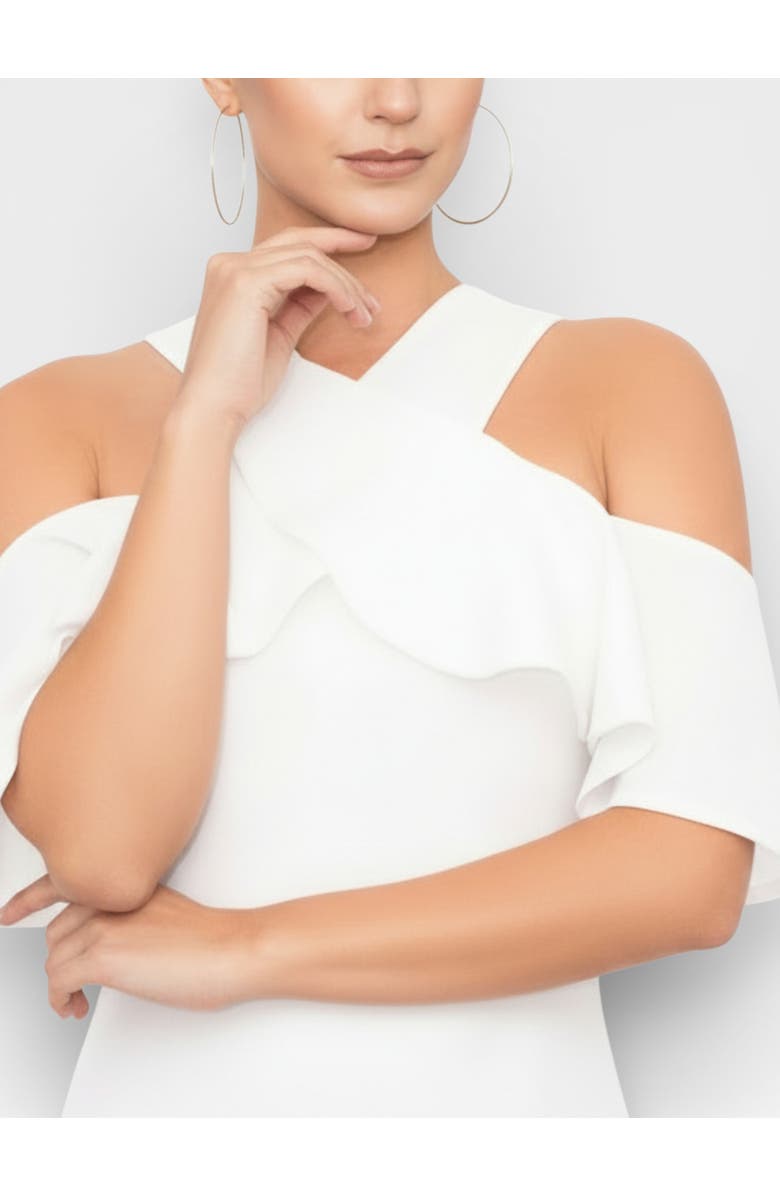 RACHEL Rachel Roy Jolie Off the Shoulder Ruffle Midi Dress, Alternate, color, Eggshell