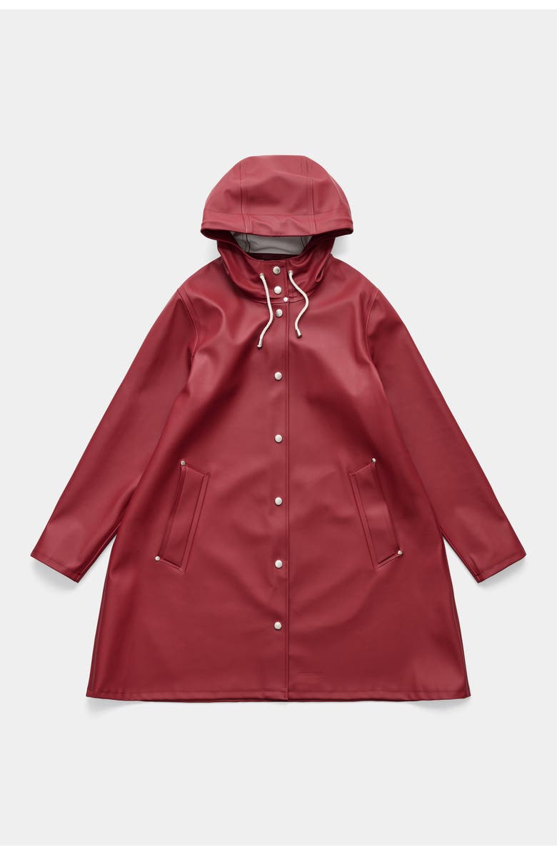Stutterheim Mosebacke Hooded Long Sleeve Raincoat, Alternate, color, Burgundy