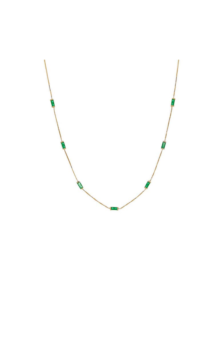 BY ADINA EDEN Multi Emerald Gemstone Baguette Necklace 14K, Main, color, 