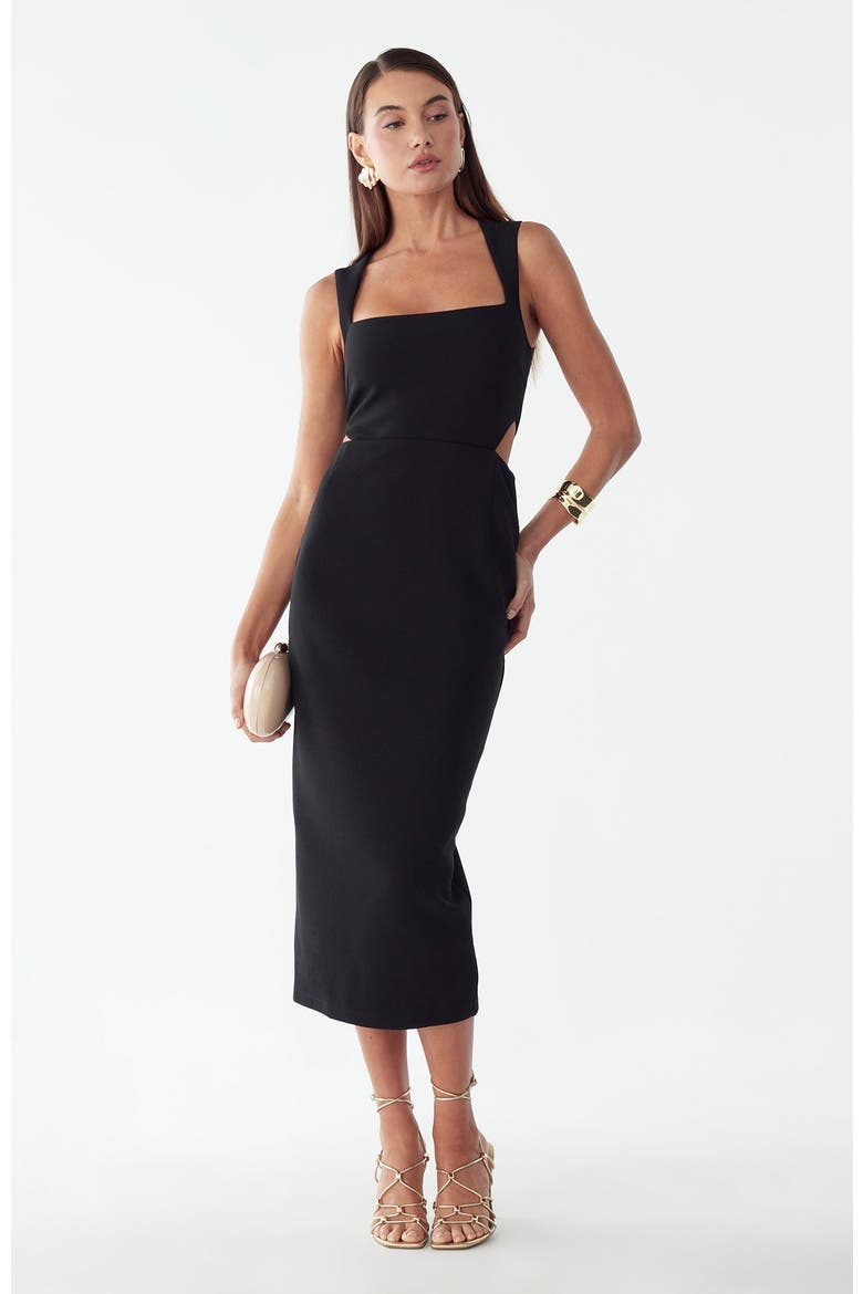 Riri Midi Dress, Alternate, color, Black