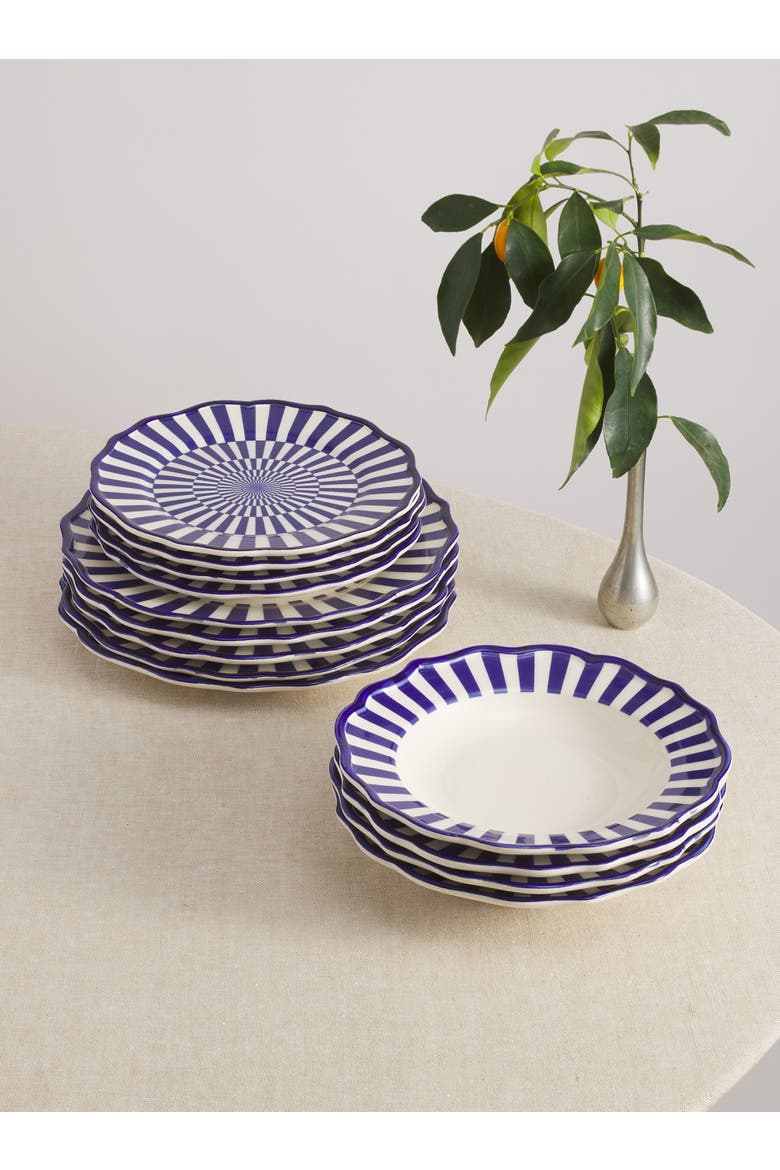 Riviera 12 Piece Set with Pasta Bowl, Main, color, Blue/Geometric