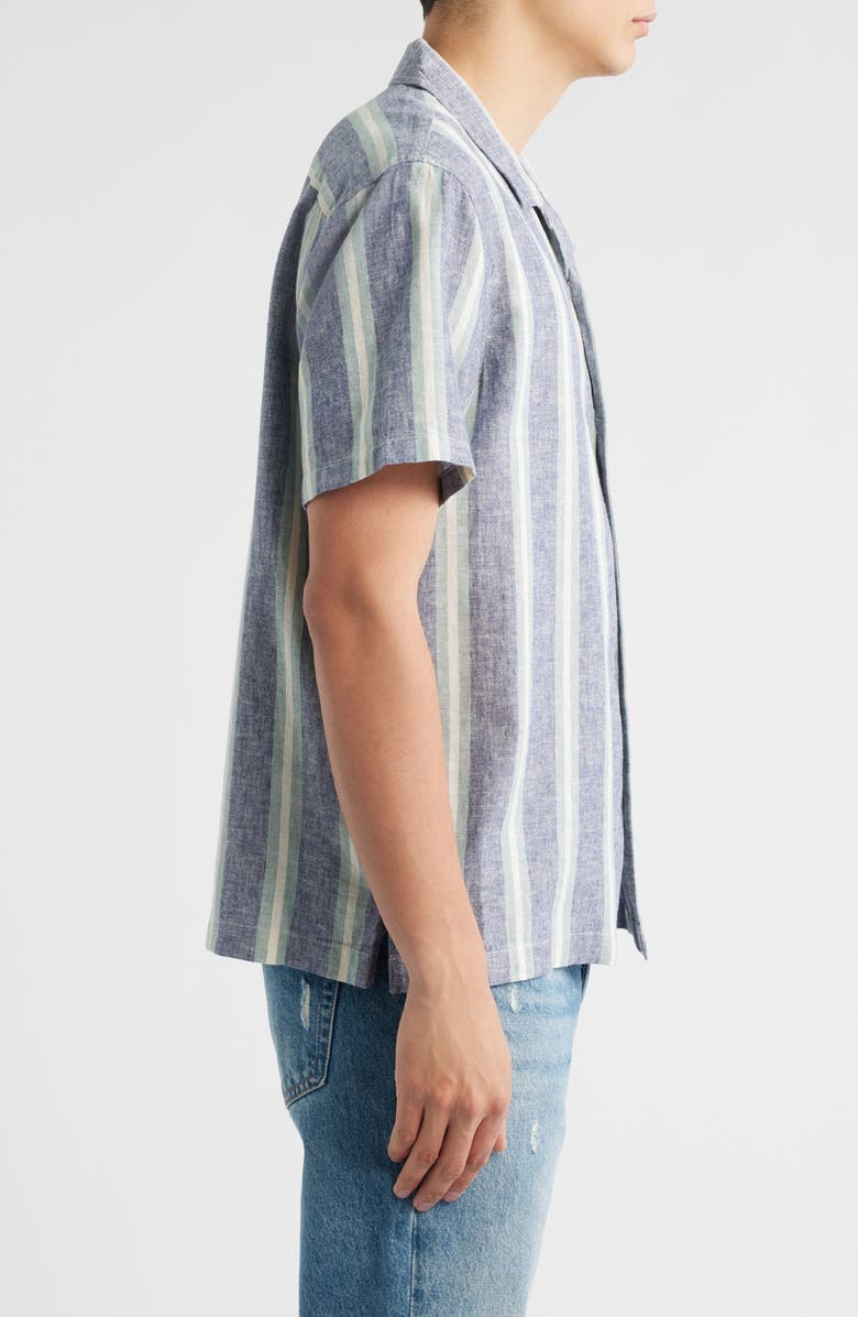 Treasure & Bond Linen & Cotton Camp Shirt, Alternate, color, Blue Trevor Stripe