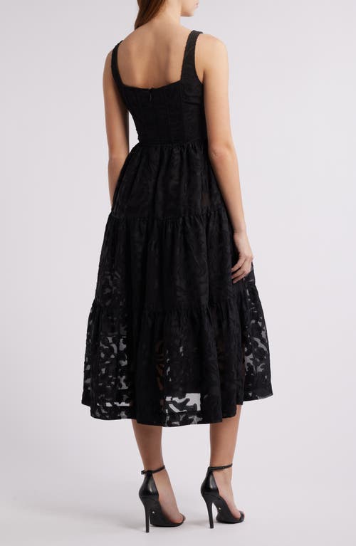 Rare London Corset Bodice Jacquard Dress In Black