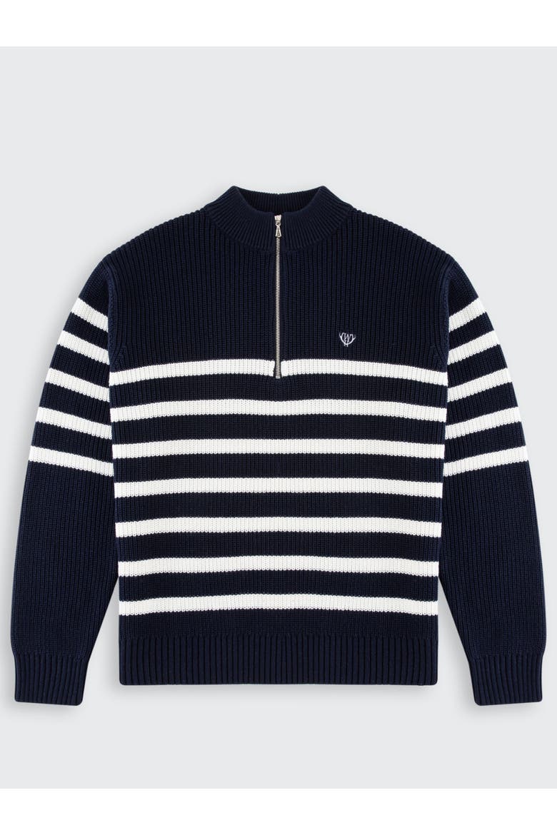 Huxley Striped Quarter Zip Sweater, Alternate, color, Navy