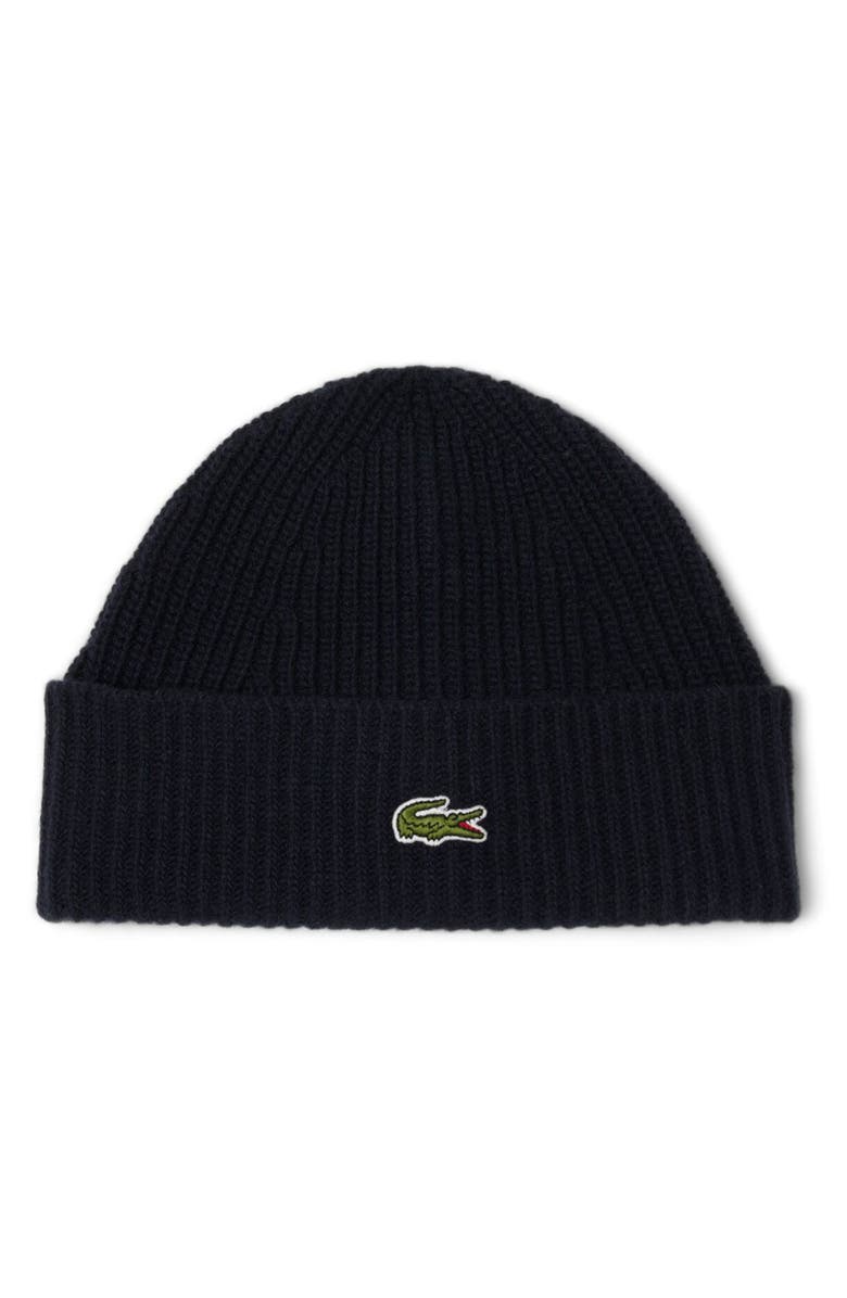 Lacoste Classic Wool Beanie, Main, color, Navy Blue