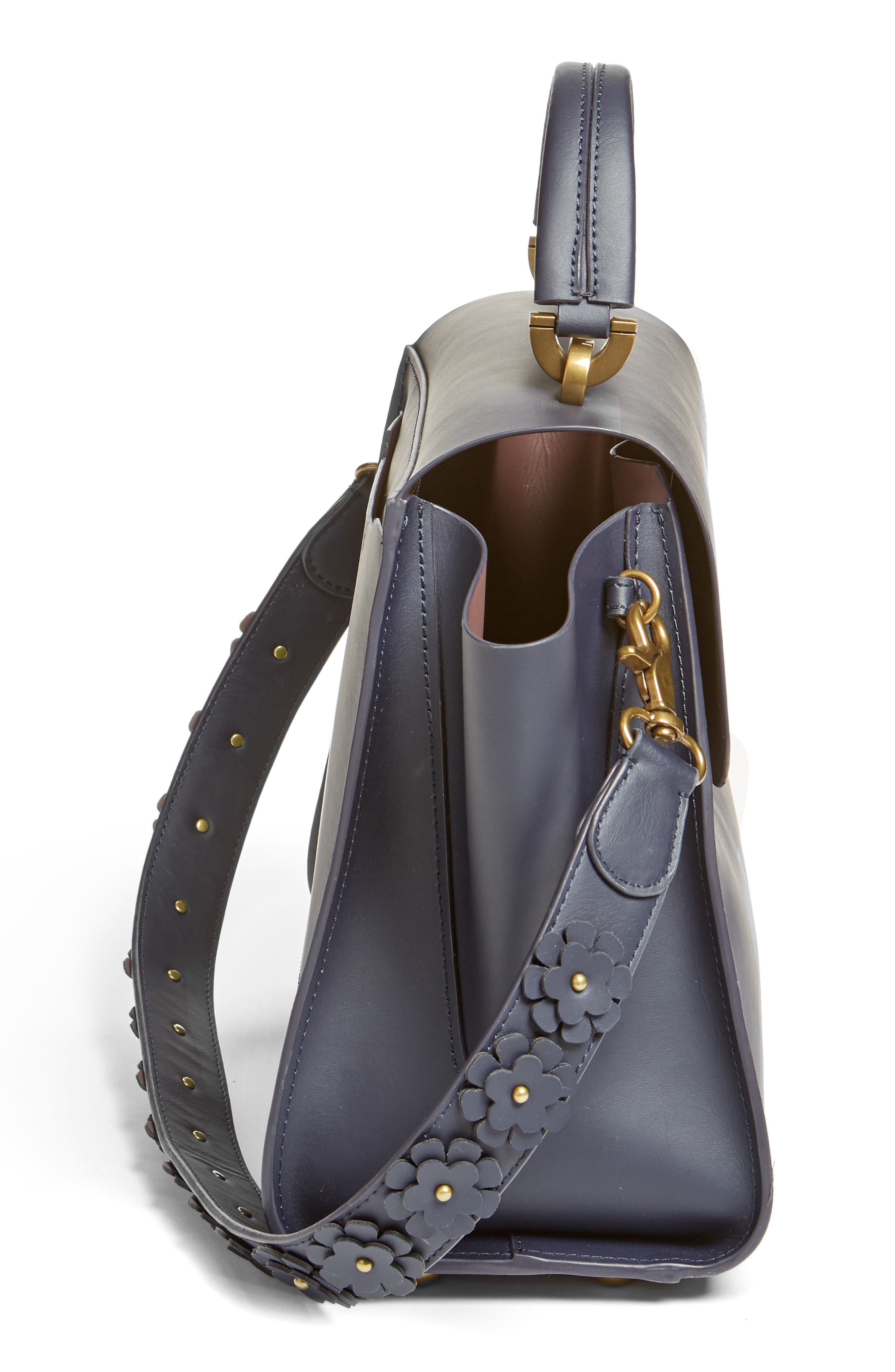 Eartha Iconic Leather Top Handle Satchel, Alternate, color, BLUE