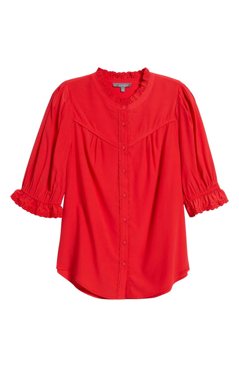 Wit
Wisdom Eyelet Accent Top, Alternate, color, Poppy Red