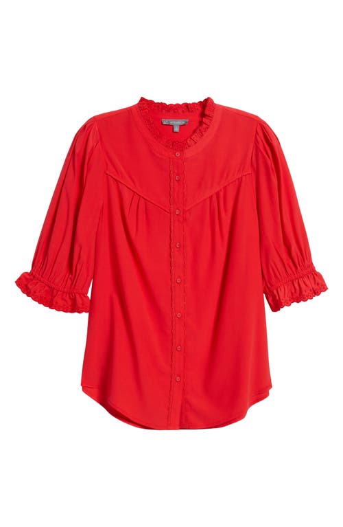 Wit & Wisdom Eyelet Accent Top In Poppy Red