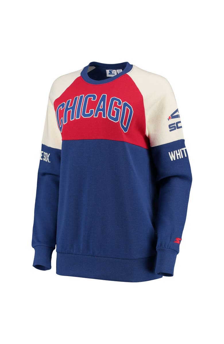 STARTER Women's Starter Royal/Red Chicago White Sox Baseline Raglan Pullover Sweatshirt, Alternate, color, 