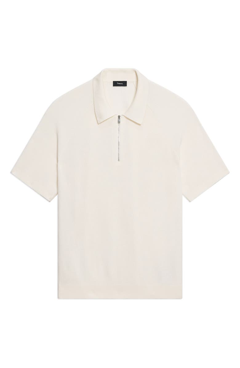 Theory Tactile Cotton Quarter Zip Polo, Alternate, color, Winter Ivory