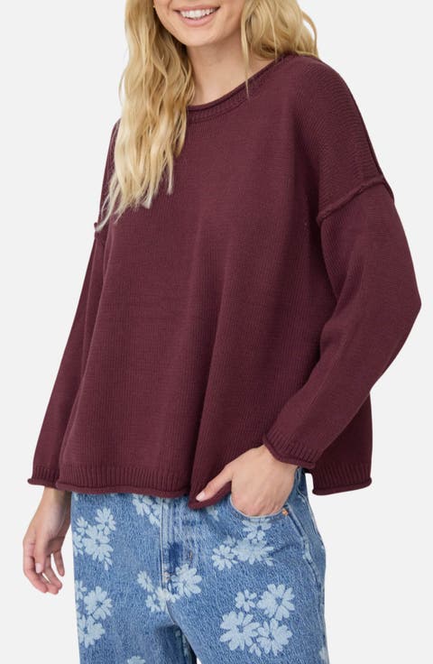 Raw Edge Long Sleeve Sweater