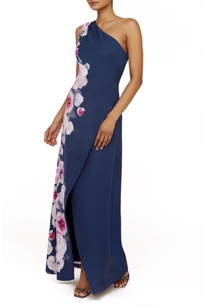 Carissa One-Shoulder Gown, Alternate, color, DEEP NAVY