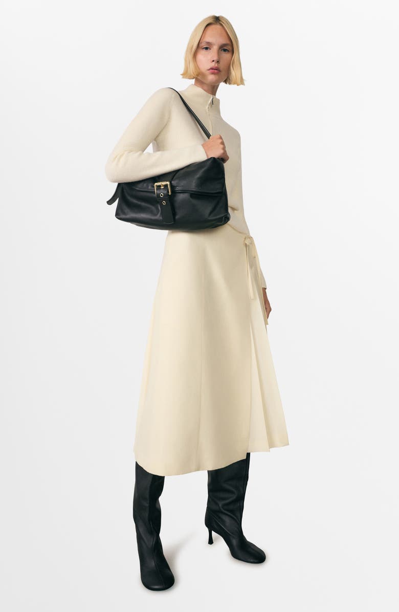 MANGO Perkins Mock Neck Quarter Zip Rib Sweater, Alternate, color, 