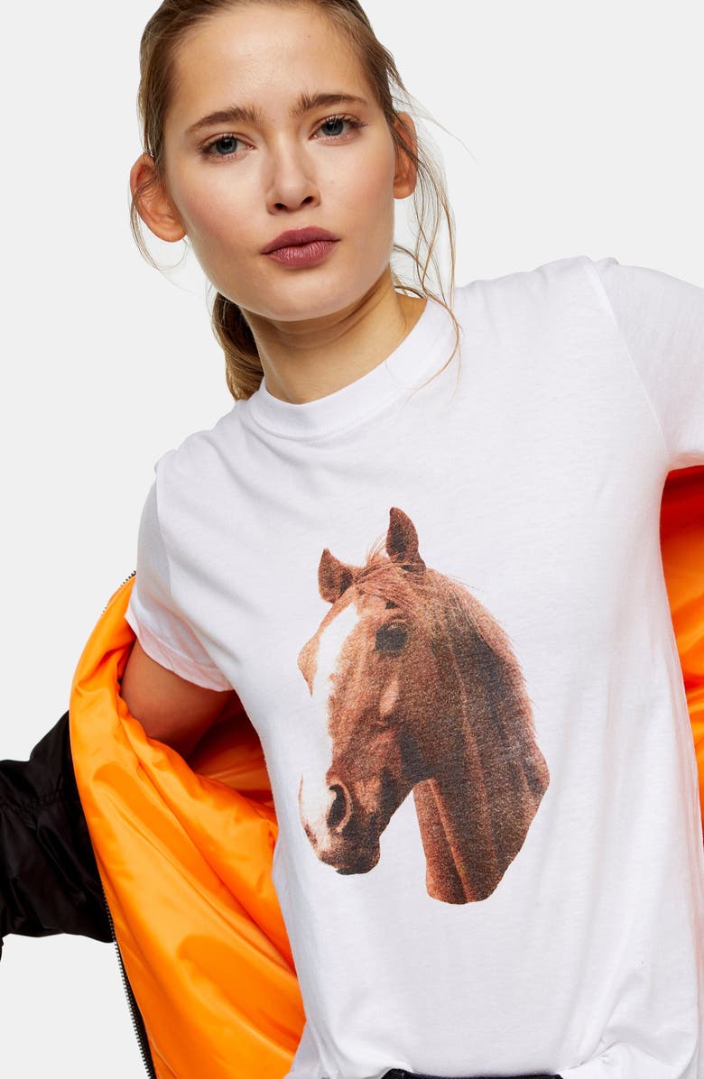 Topshop Horse Graphic Tee, Alternate, color,