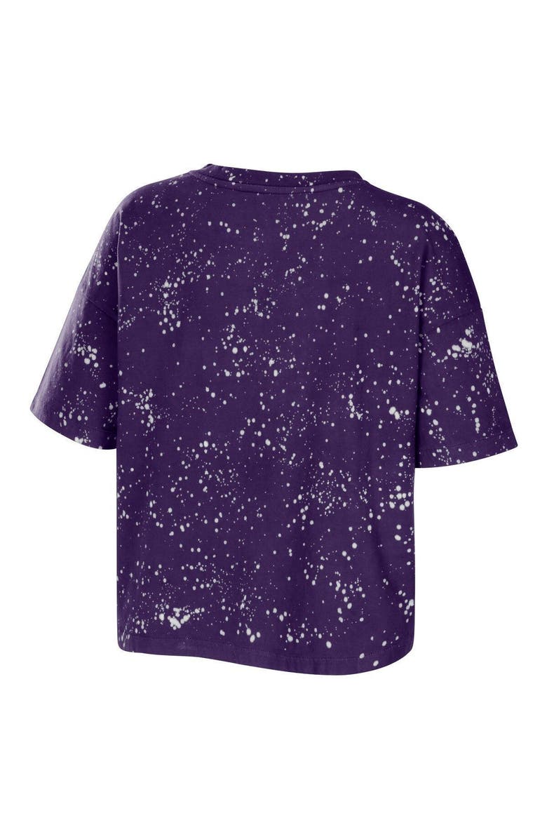 WEAR by Erin Andrews Women's WEAR by Erin Andrews Purple Baltimore Ravens Bleach Wash Splatter Notch Neck Cropped T-Shirt, Alternate, color, 