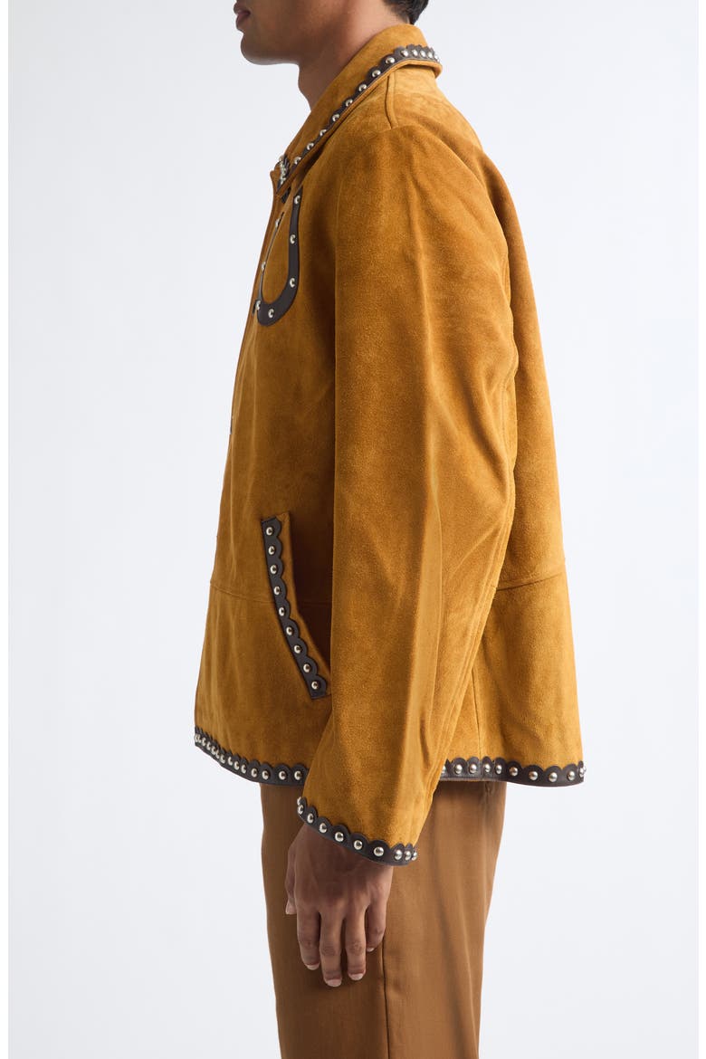 Carson Studded Suede Jacket, Alternate, color, TAN BROWN