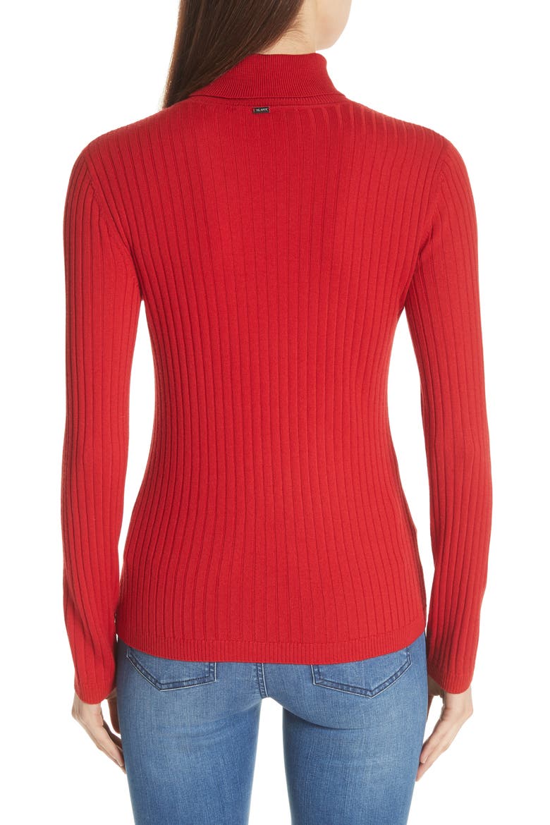 Rib Knit Turtleneck Sweater, Alternate, color, BURNT RED