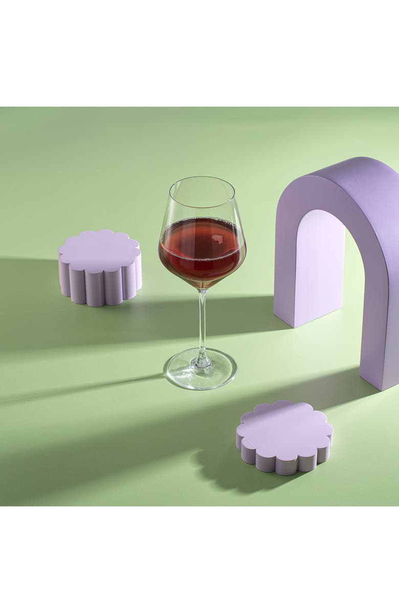 JoyJolt Layla White Set of 4 Stemmed Red Glasses, Alternate, color, Clear