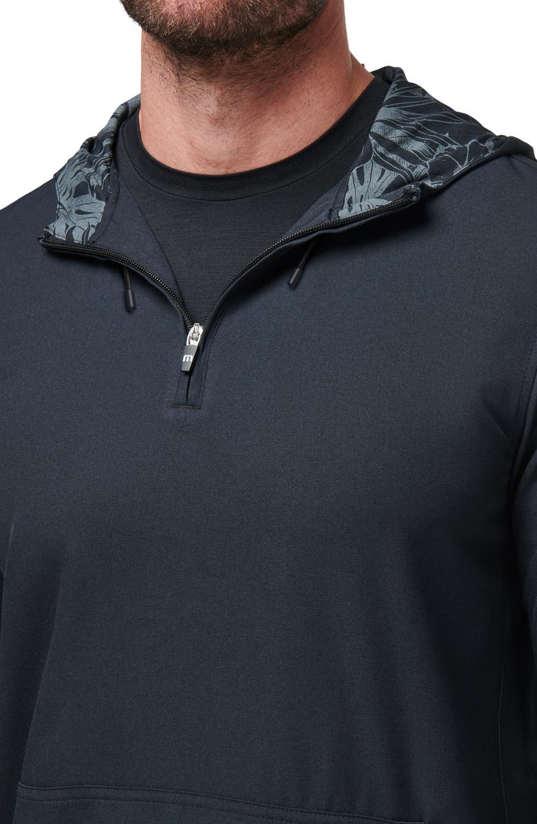 TravisMathew Hooded Quarter Zip Pullover, Alternate, color, Black Floral