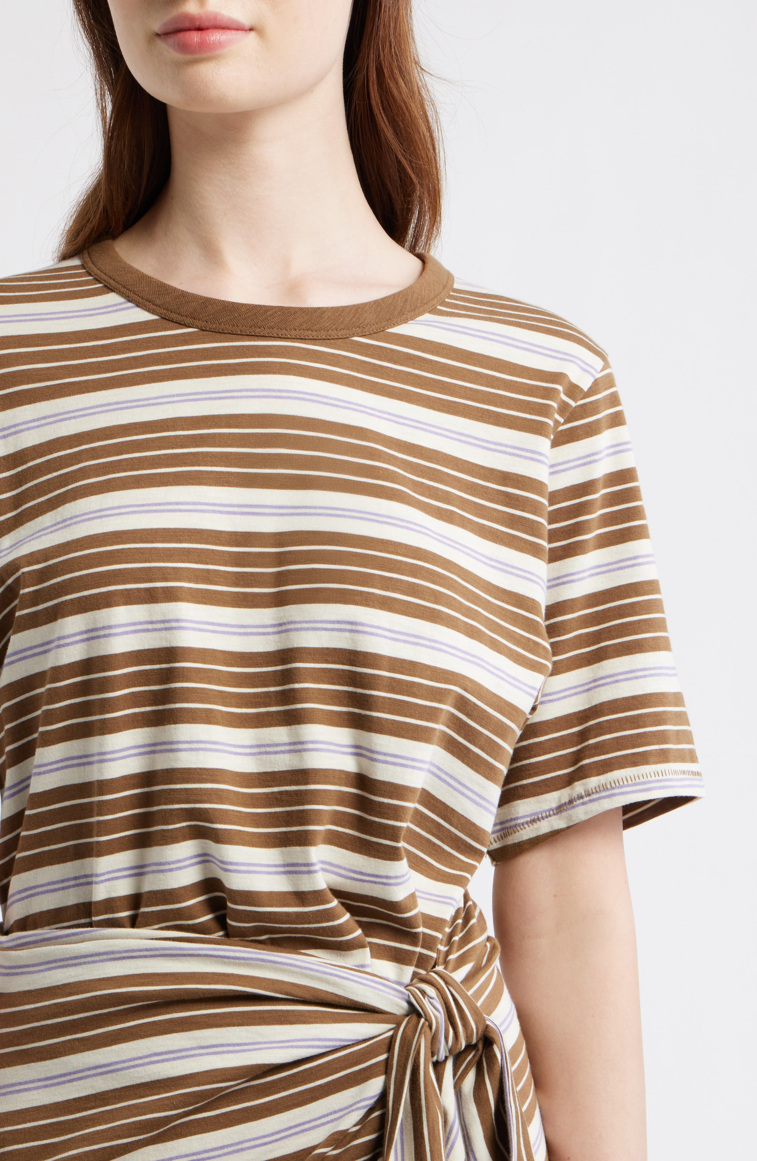 ワンピース Cotton Slub Stripe Gather Sleeve Dress rag & bone The Slub Stripe T-Shirt Maxi Dress (Women) | Nordstrom