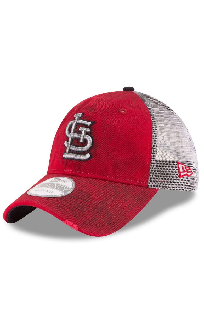 New Era Men's New Era Red St. Louis Cardinals Team Rustic 9TWENTY Trucker Adjustable Hat, Main, color,