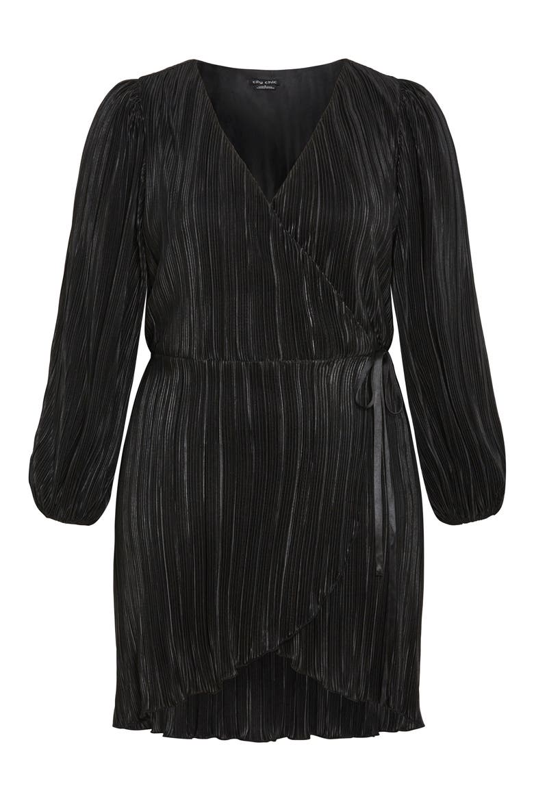 Kira Long Sleeve Wrap Dress, Alternate, color, BLACK