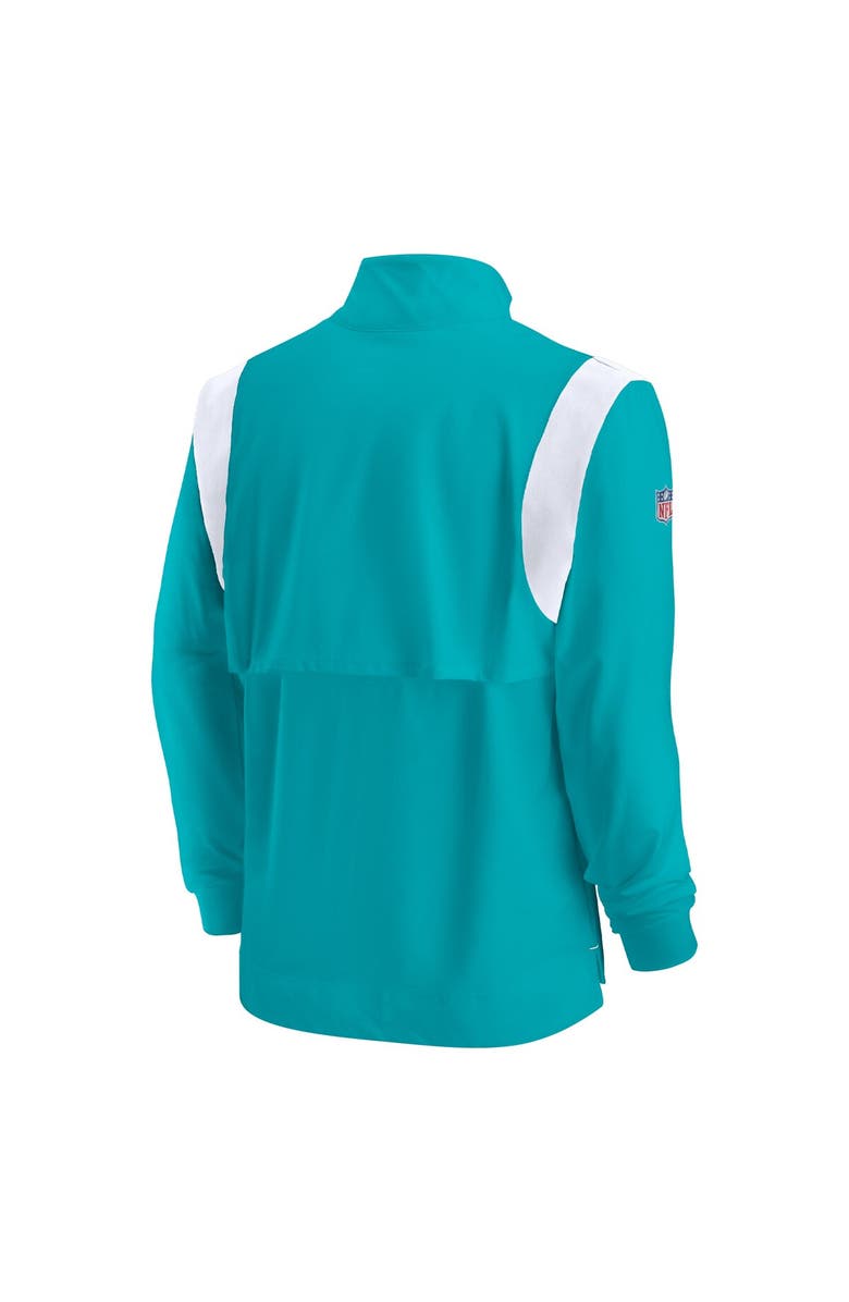 Nike Men's Nike Aqua Miami Dolphins Sideline Coach Chevron Lockup Quarter-Zip Long Sleeve Top, Alternate, color, 