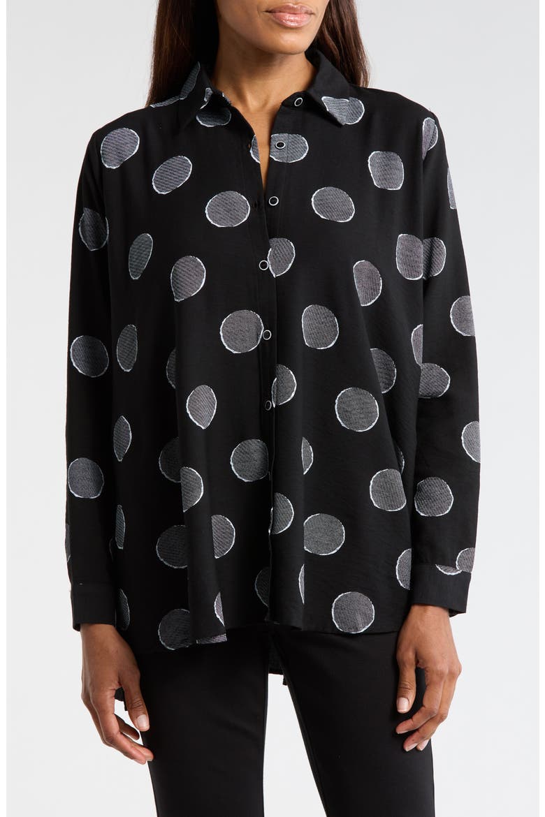Dot Button Down Shirt, Main, color, BLACK