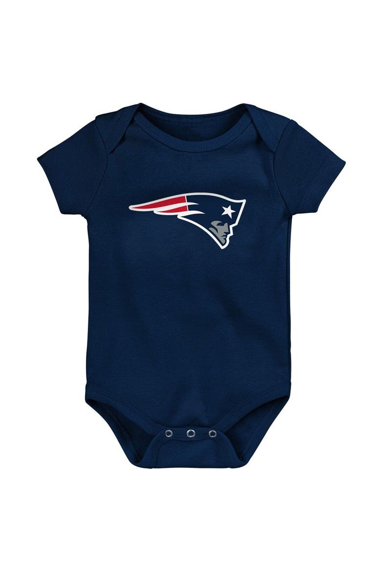 Infant Navy/Red/Heathered Gray New England Patriots 3-Pack Game On Bodysuit Set, Alternate, color, Navy
