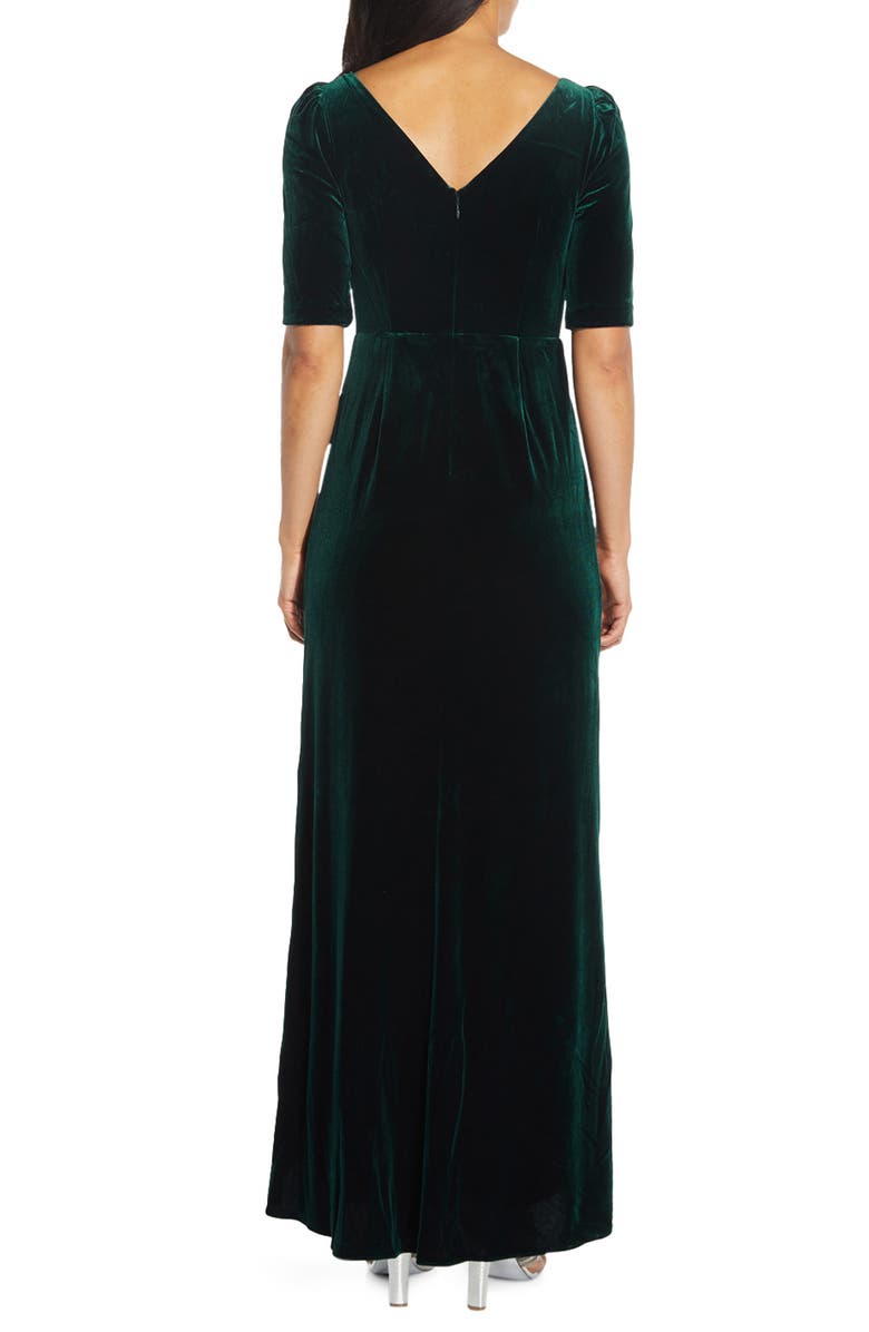 Adrianna Papell Ruched Velvet High-Low Gown, Alternate, color,