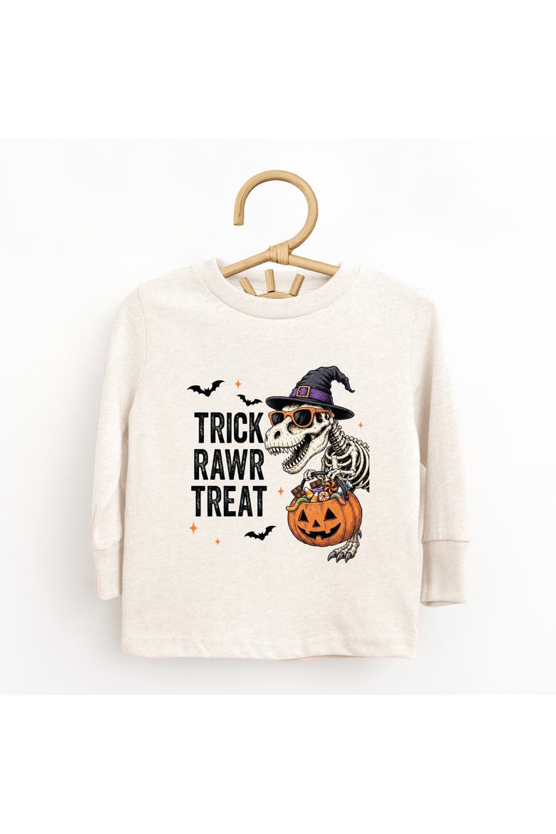 Trick Rawr Treat Dino Toddler Long Sleeve Graphic Tee, Alternate, color, Natural
